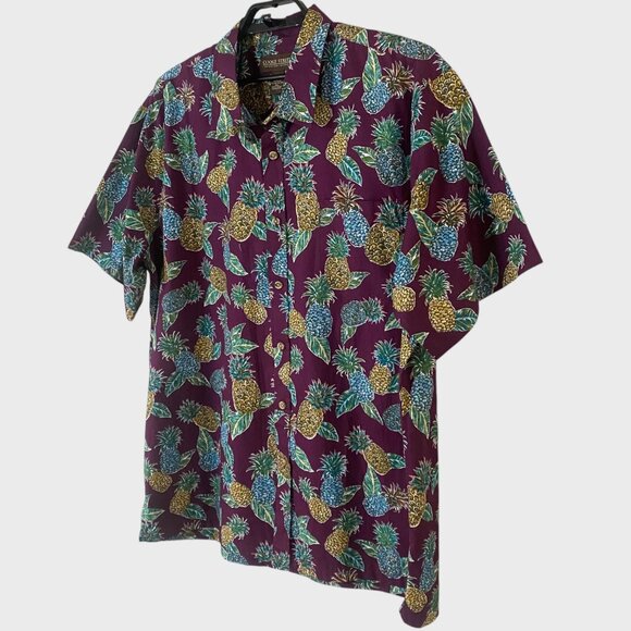 Cooke Street Pineapple Printed Hawaiian Shirt Men's XXL Short-Sleeve Button-Up - Picture 2 of 11